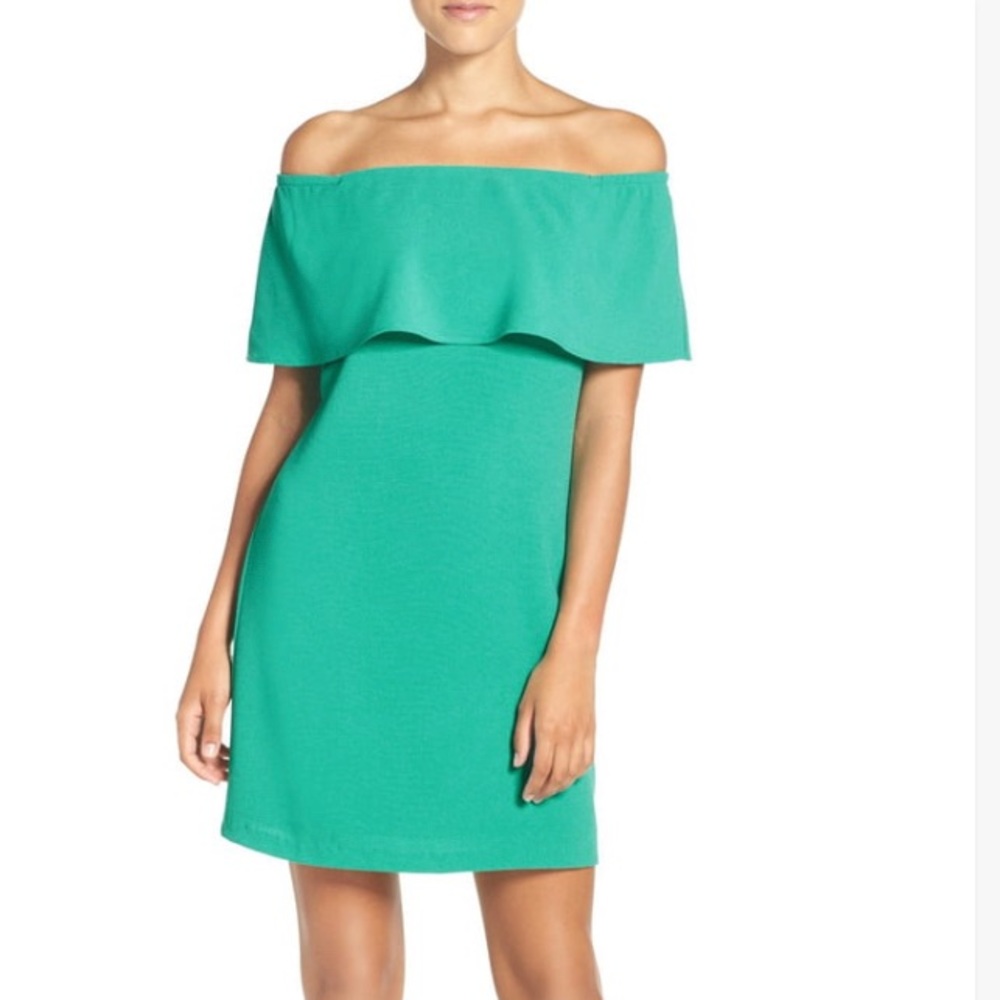 Nordstrom green off the shoulder dress size medium